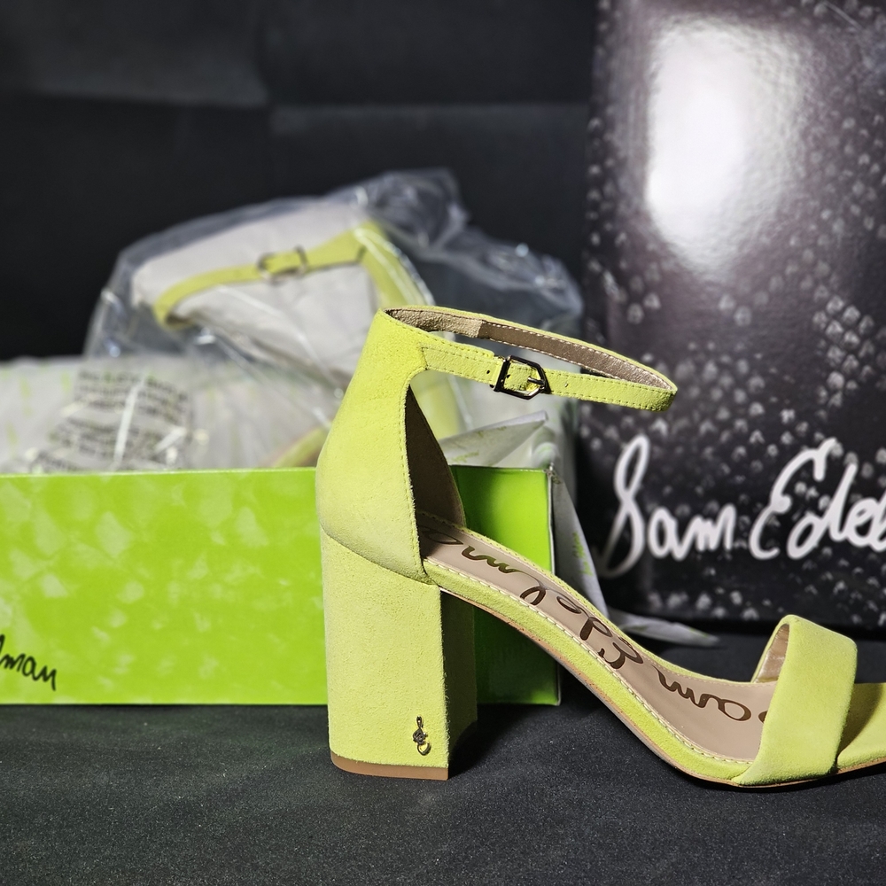 Sam Edelman Women's Lime Suede Block Heel Sandals